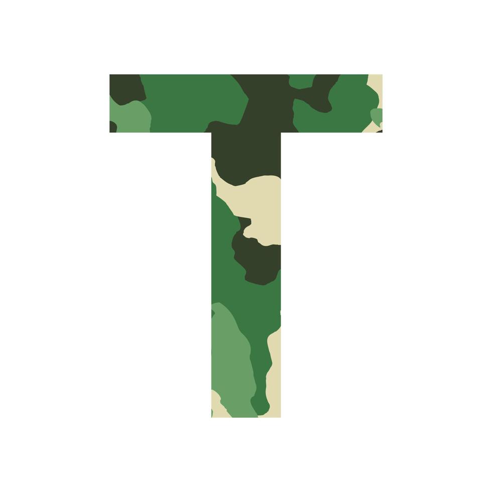 English alphabet letter T, khaki style isolated on white background - Vector