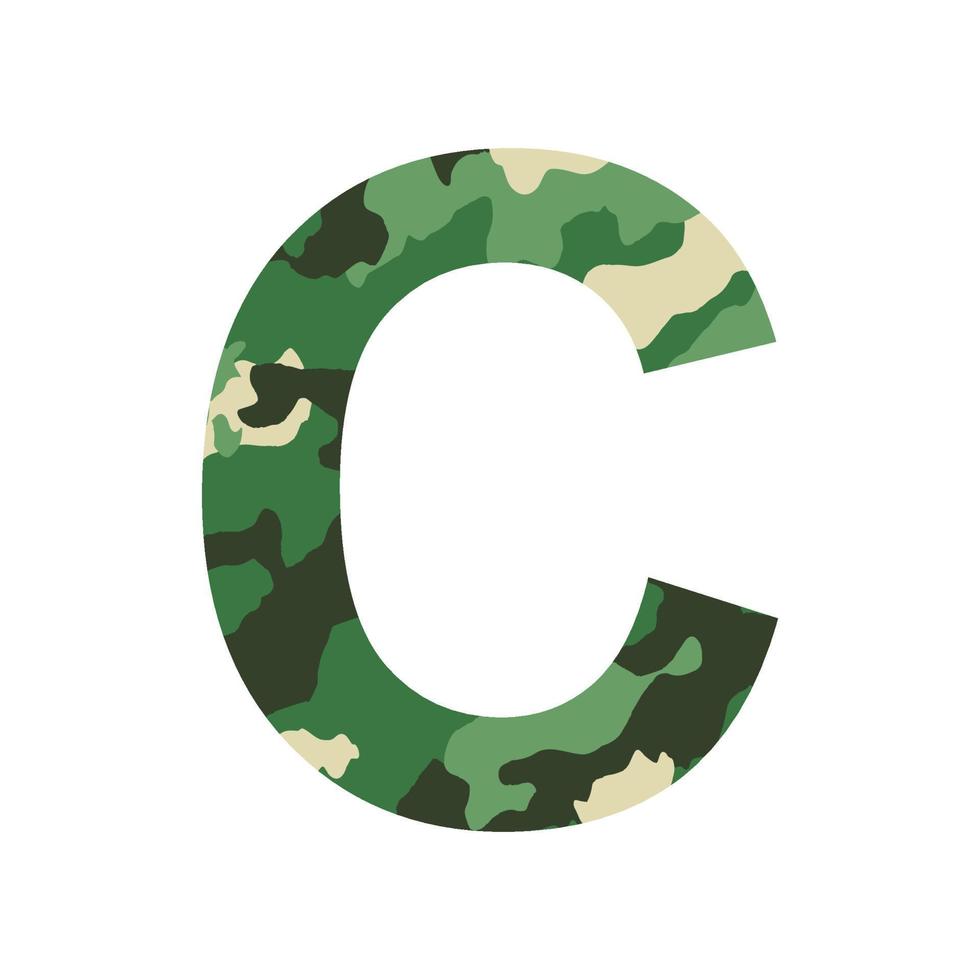 English alphabet letter C, khaki style isolated on white background - Vector