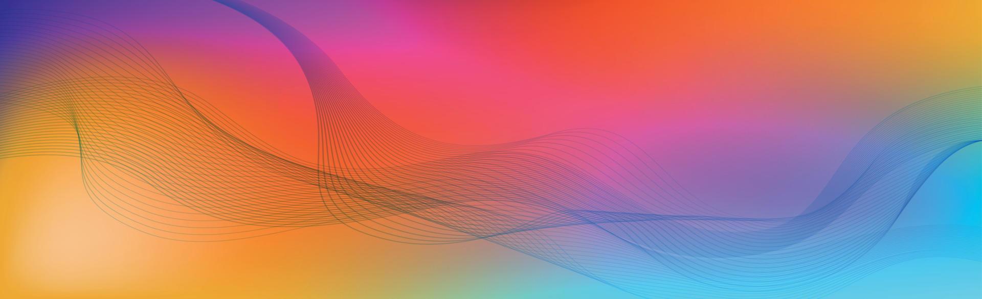 Panoramic colorful abstract stylish multi background with wavy lines - Vector