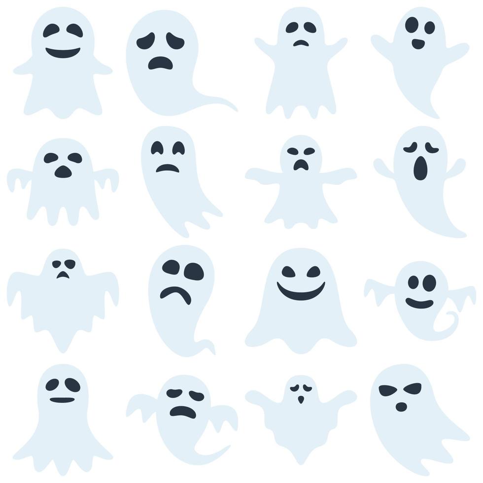 conjunto de fantasma aislado sobre fondo blanco vector