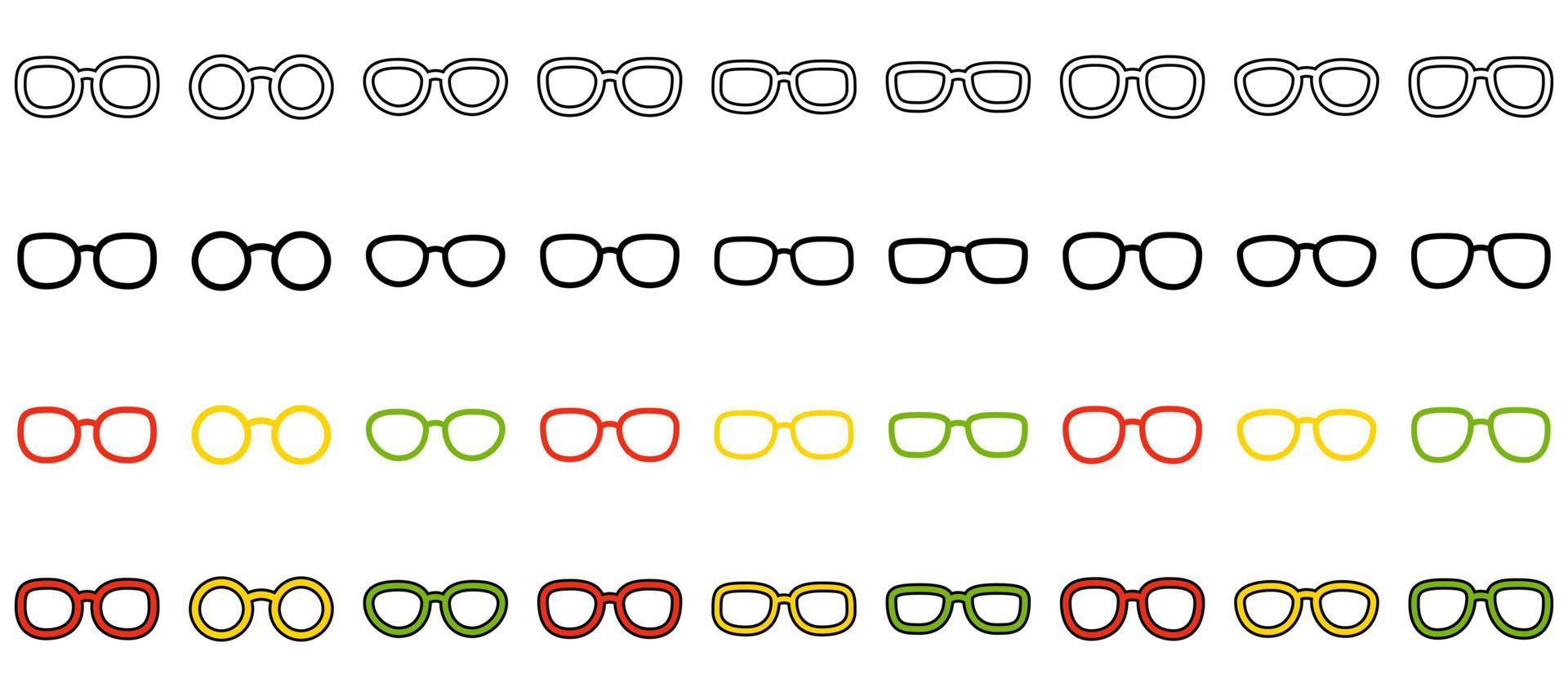 Set of Glasses in flat style isolated vector
