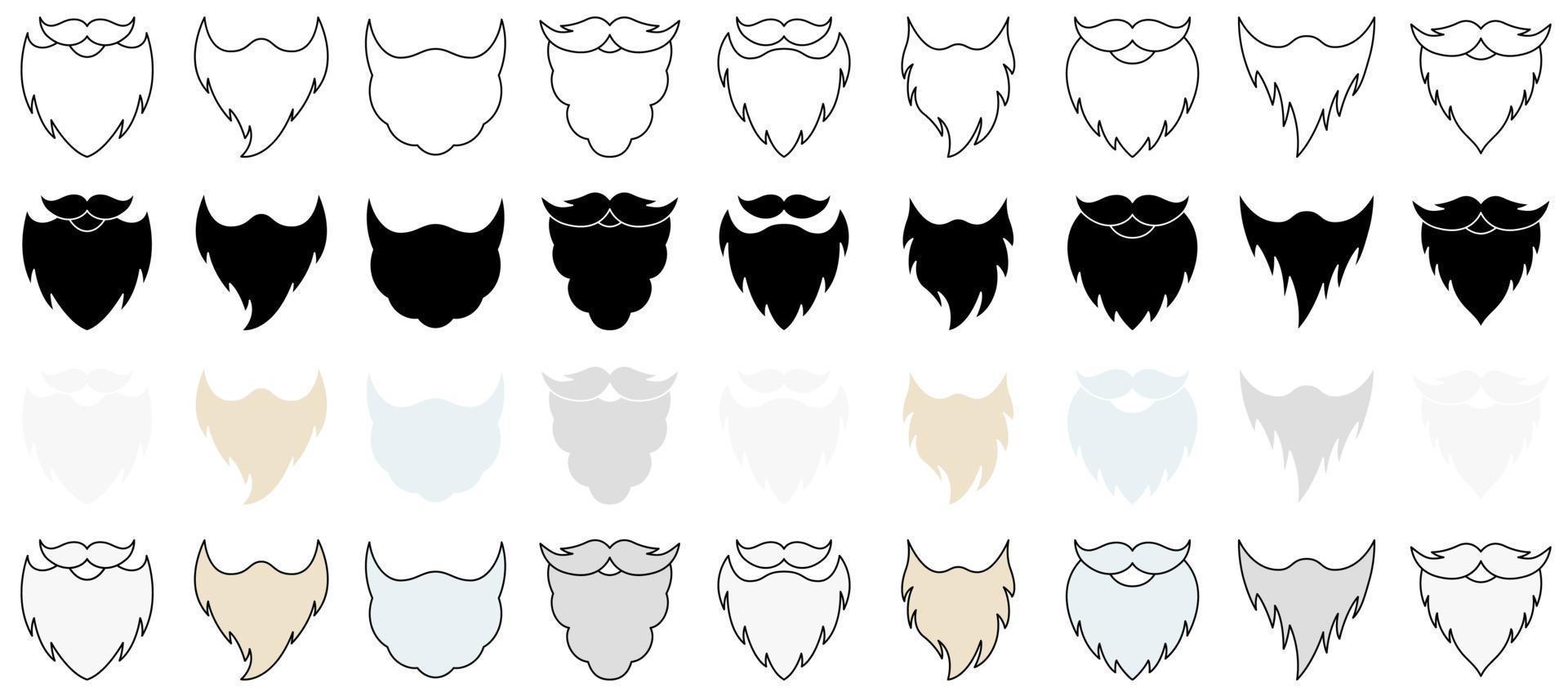 conjunto de barba en estilo plano aislado vector