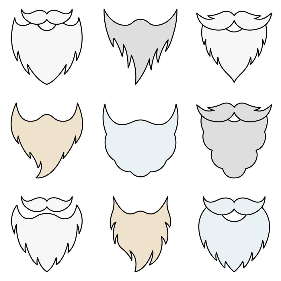 conjunto de barba en estilo plano aislado vector