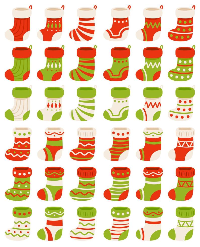 Set of Christmas Sock in flat style isolated vector