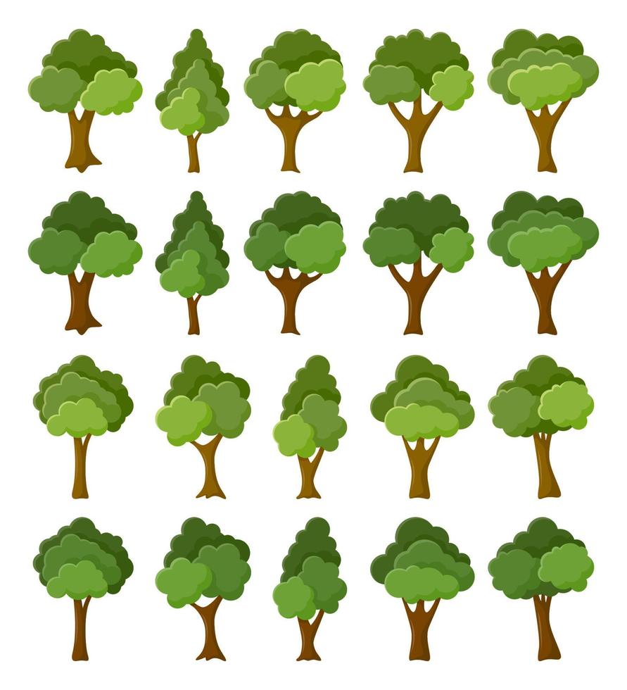 conjunto de árboles dibujados a mano vector