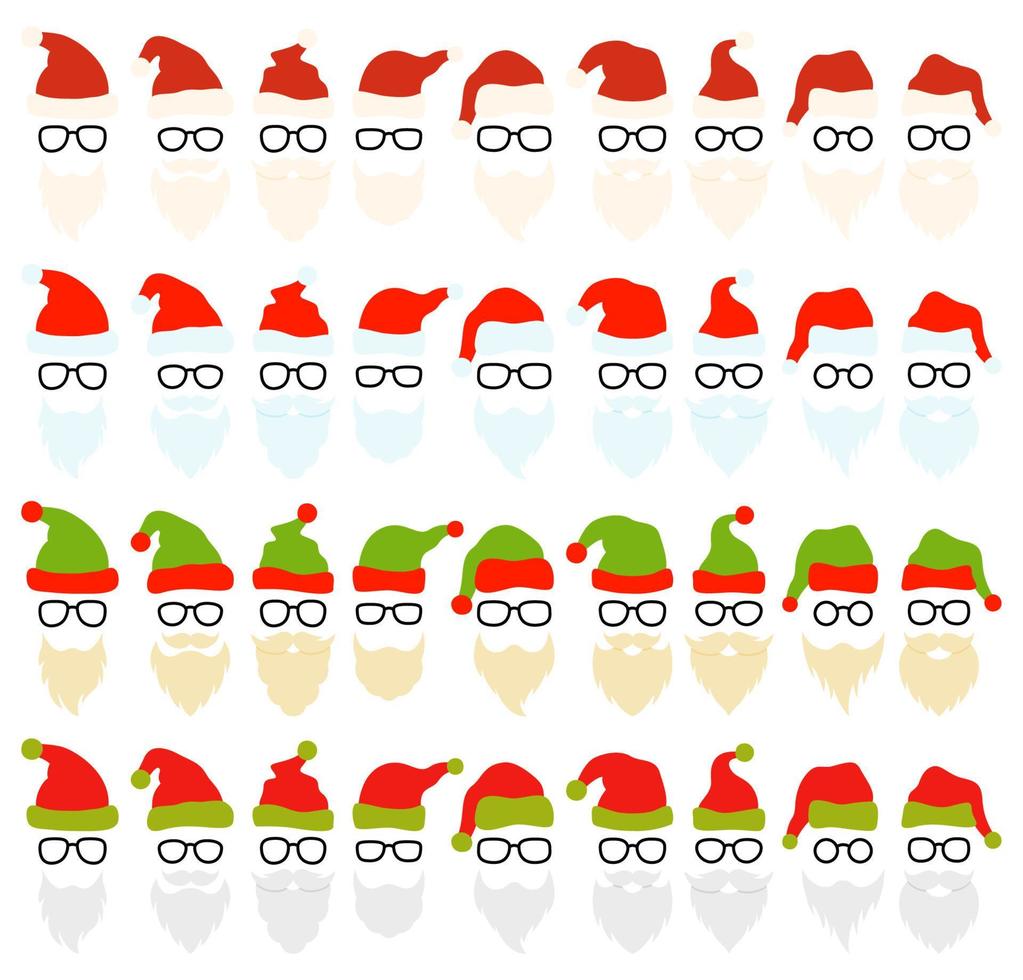 Beard with christmas hat and glasses on white background vector