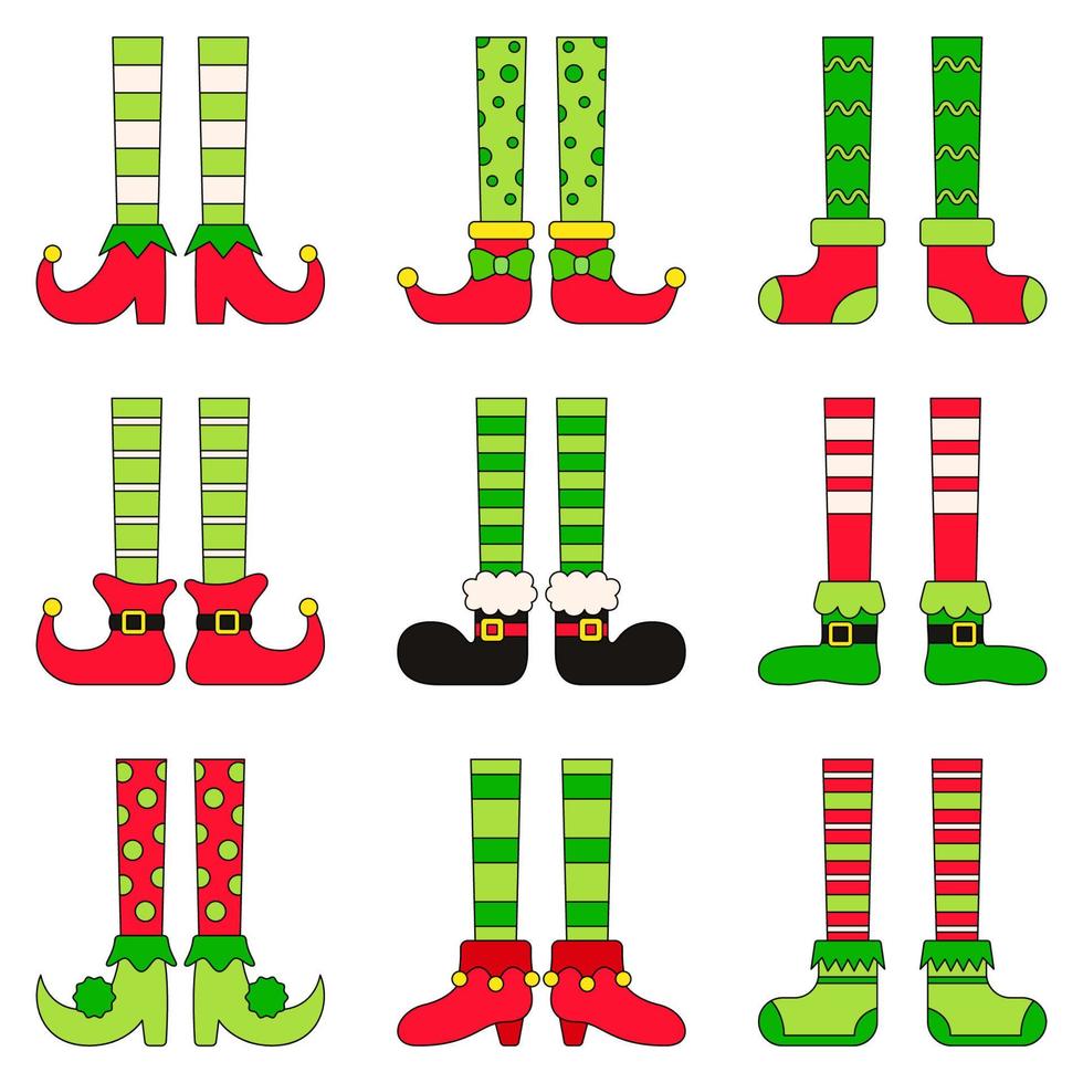 Set of Elf feet in flat style isolated vector