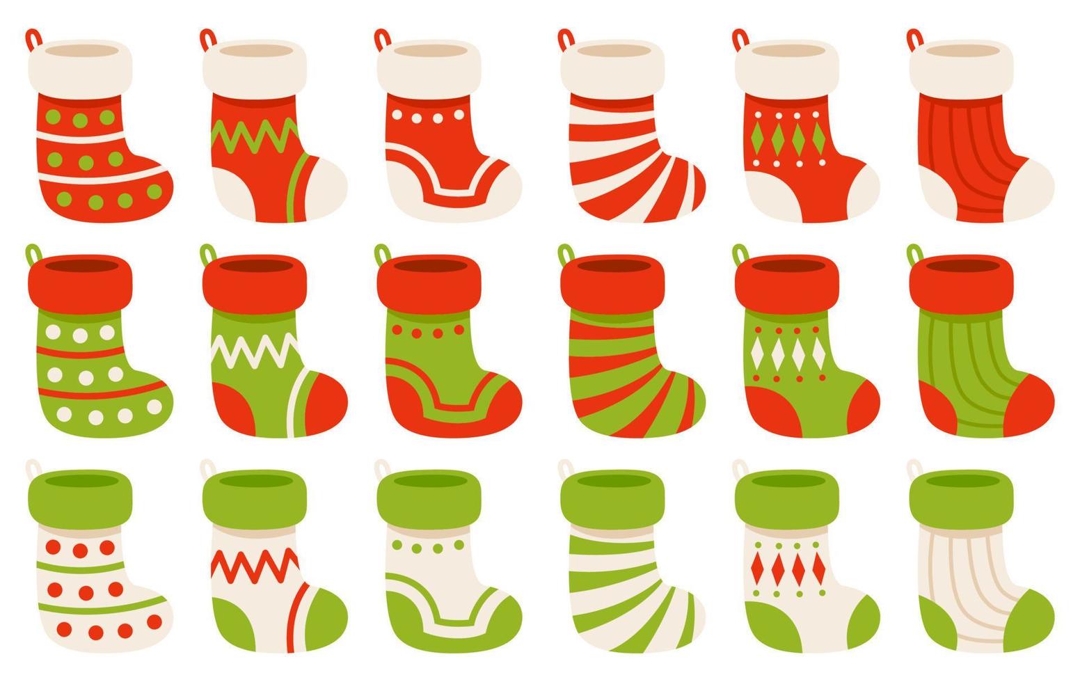 Set of Christmas Sock in flat style isolated vector