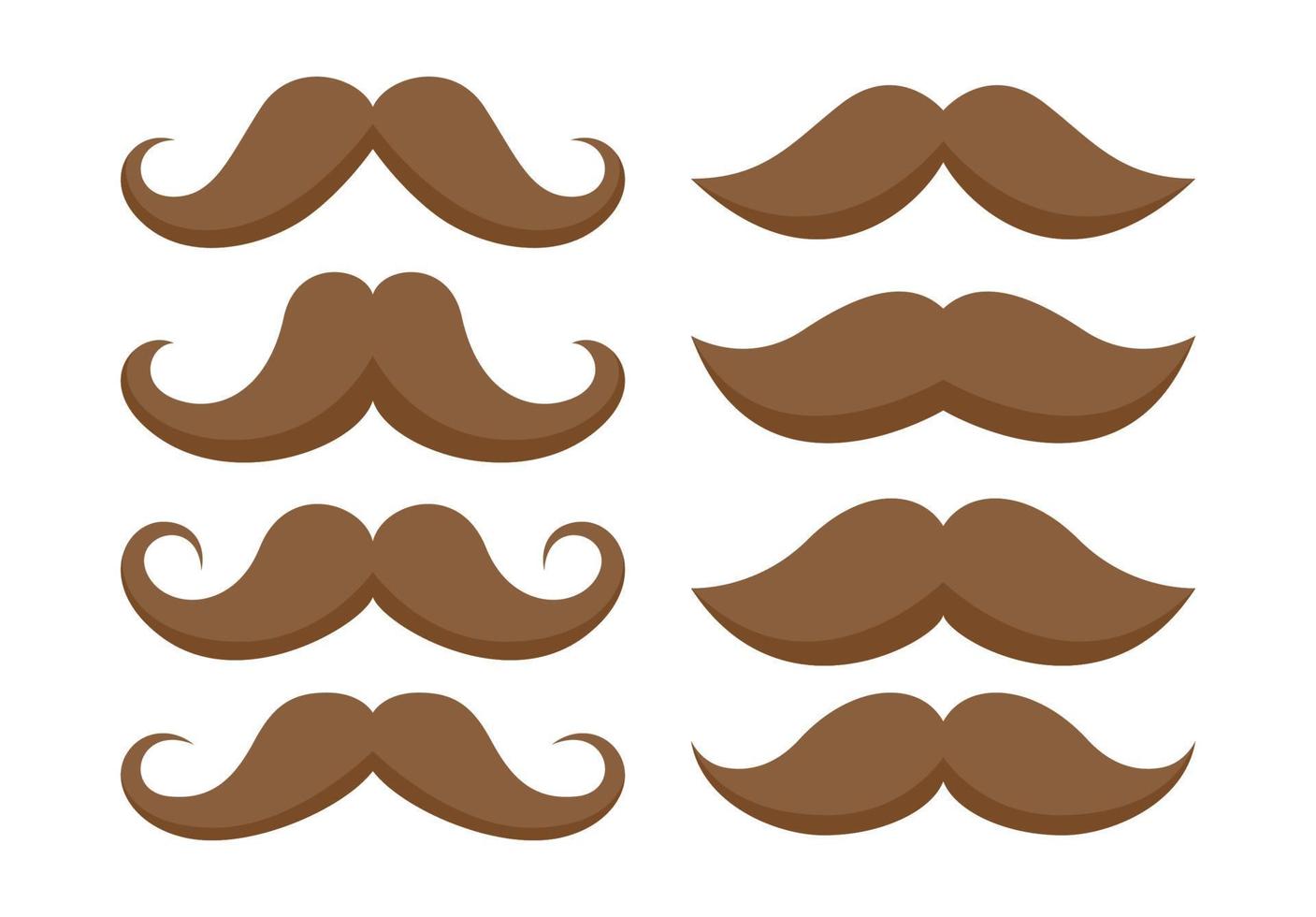 conjunto de bigote en estilo plano aislado vector