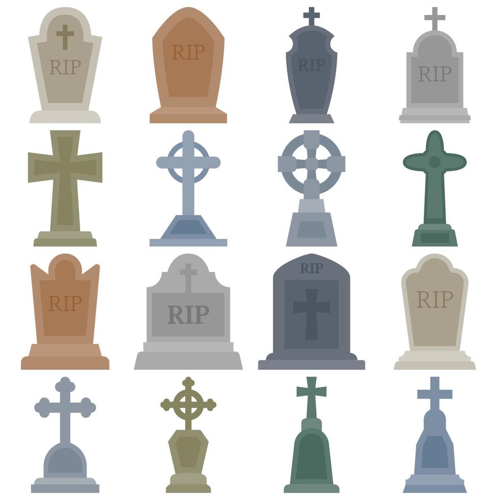 Set of Tombstone isolated on white background vector