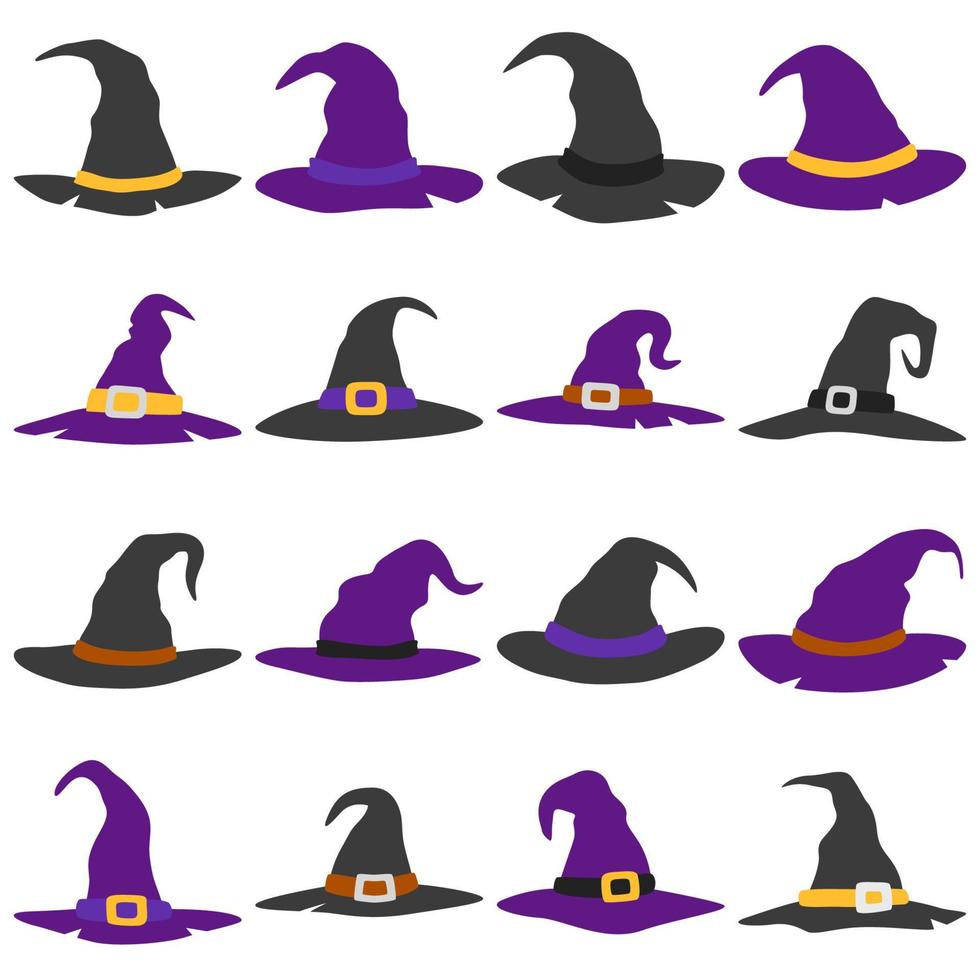 Set of Wizard Hat isolated on white background vector