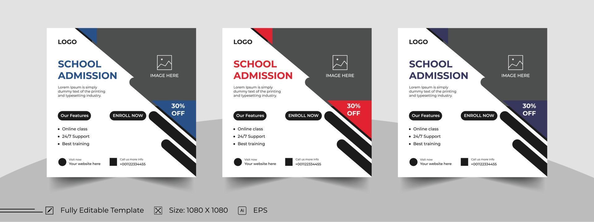 School social media post template vector