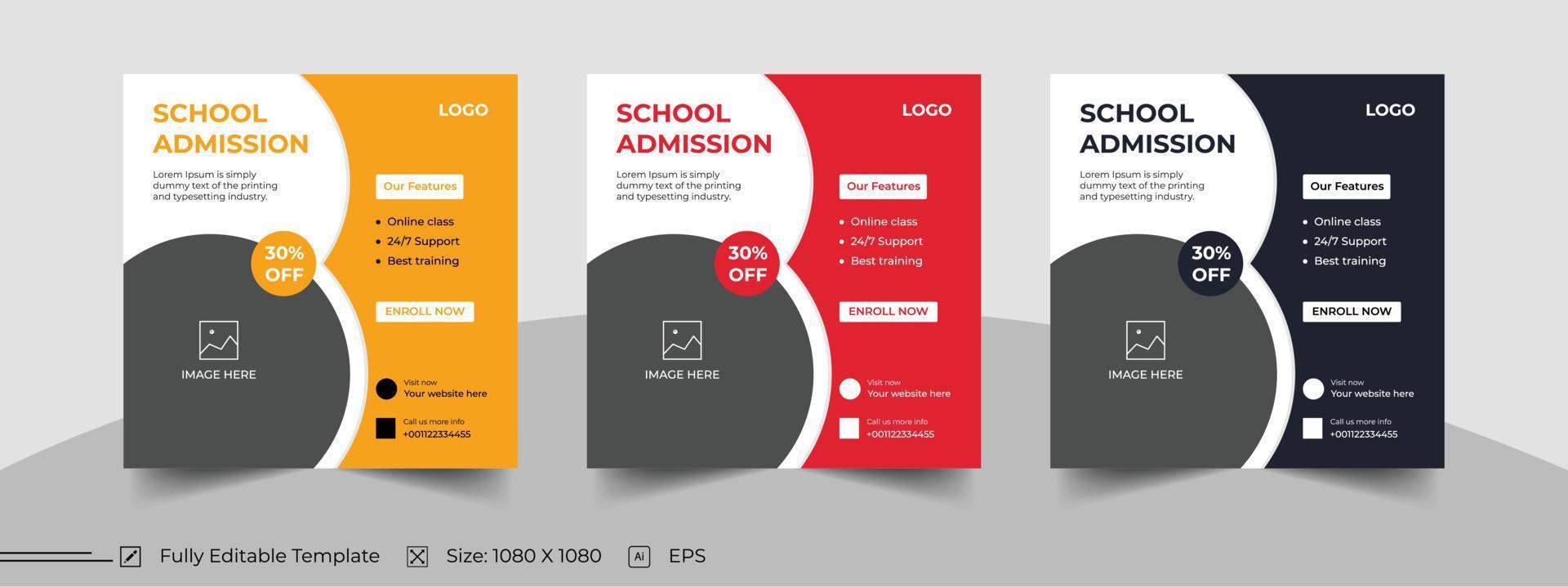 School social media post template vector