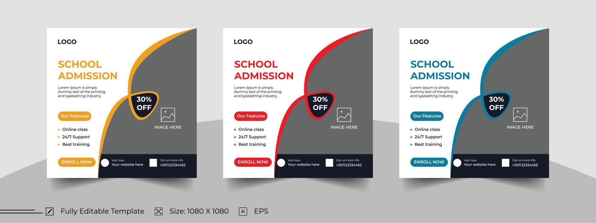 School social media post template vector