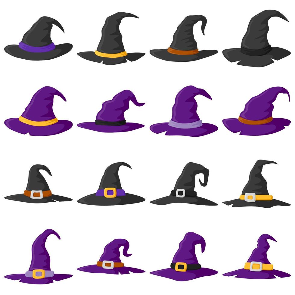 Set of Wizard Hat isolated on white background vector