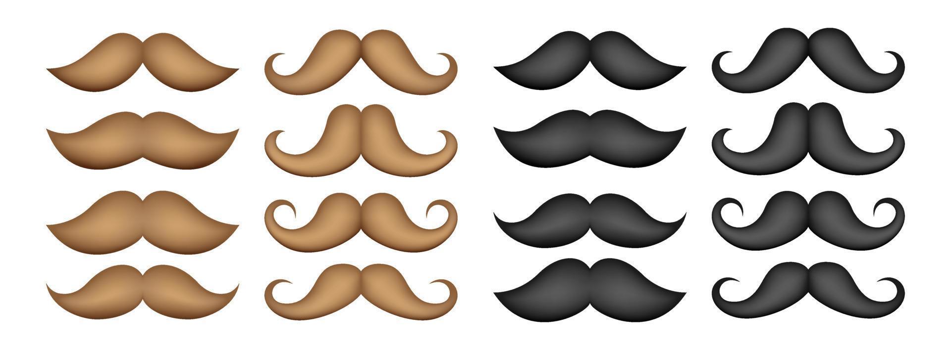 Set of mustache in flat style isolated vector