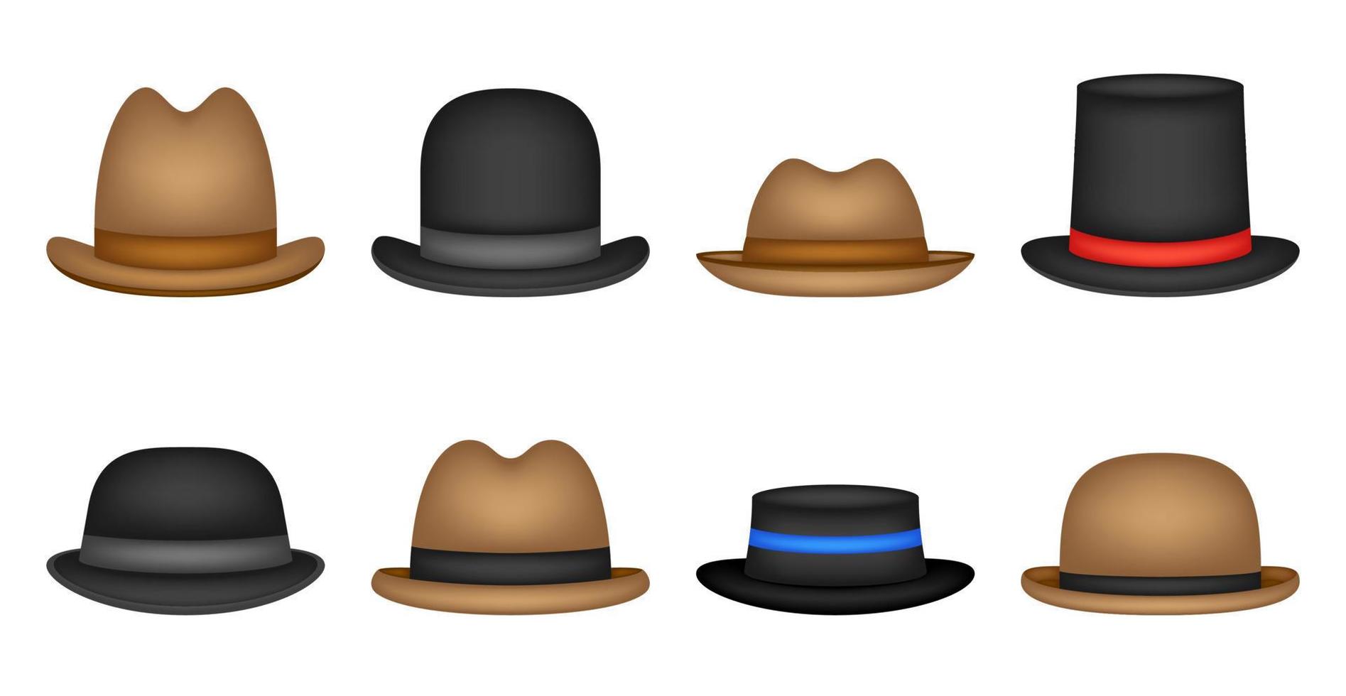 Set of Hat in flat style isolated vector