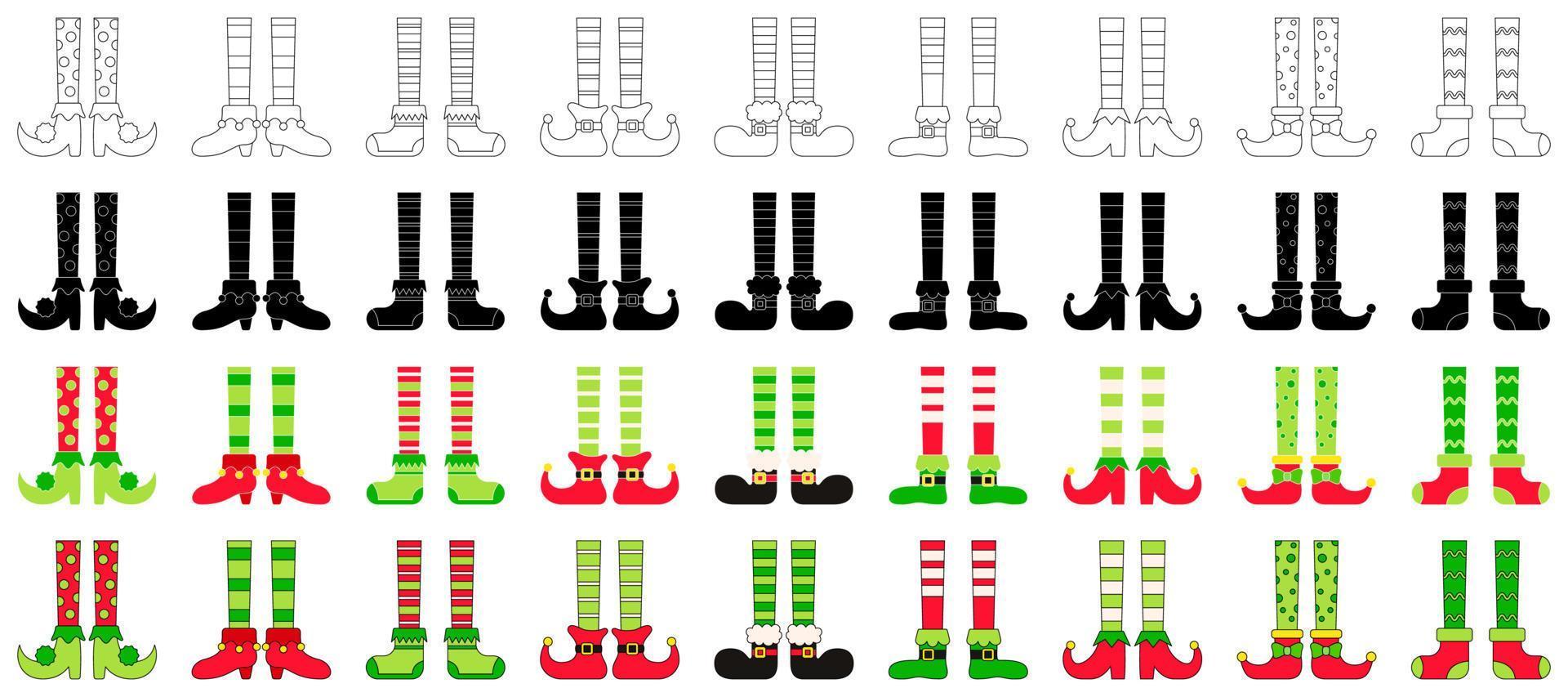 Set of Elf feet in flat style isolated vector