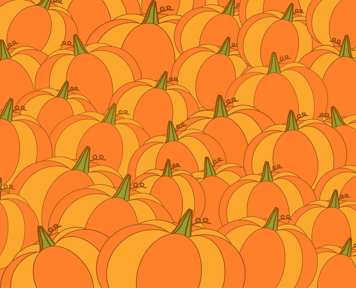 Autumn pupmkins for Thanksgiving, Seamless pattern of pumpkins. Flat style. Vector illustration. For wallpaper, Fabric, Banner, Background etc.