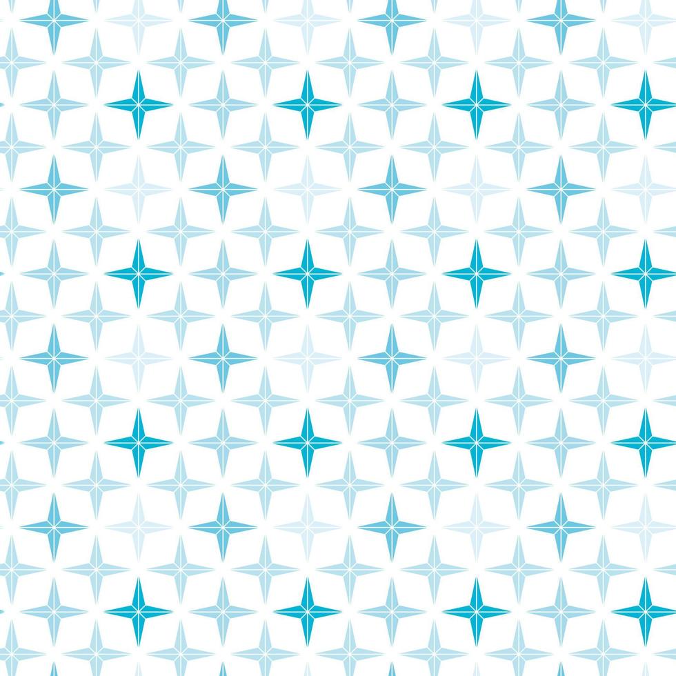 patrón sin costuras de copos de nieve azules, estrellas sobre fondo blanco aislado. celebración de temporada de año nuevo, navidad, vacaciones de invierno. fondo estrellado para tarjetas de felicitación, scrapbooking, papel tapiz. vector