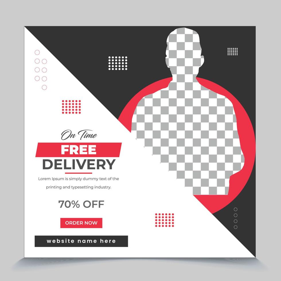 Free home delivery services business promotional web page square post template design vector