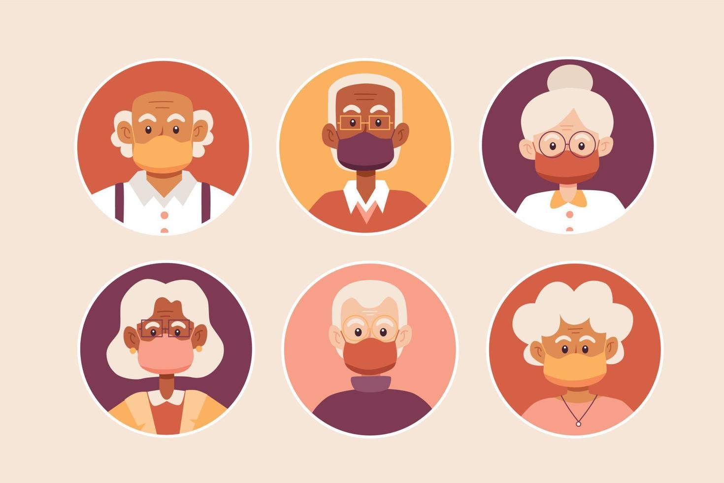 Set of elderly profiles avatar vector