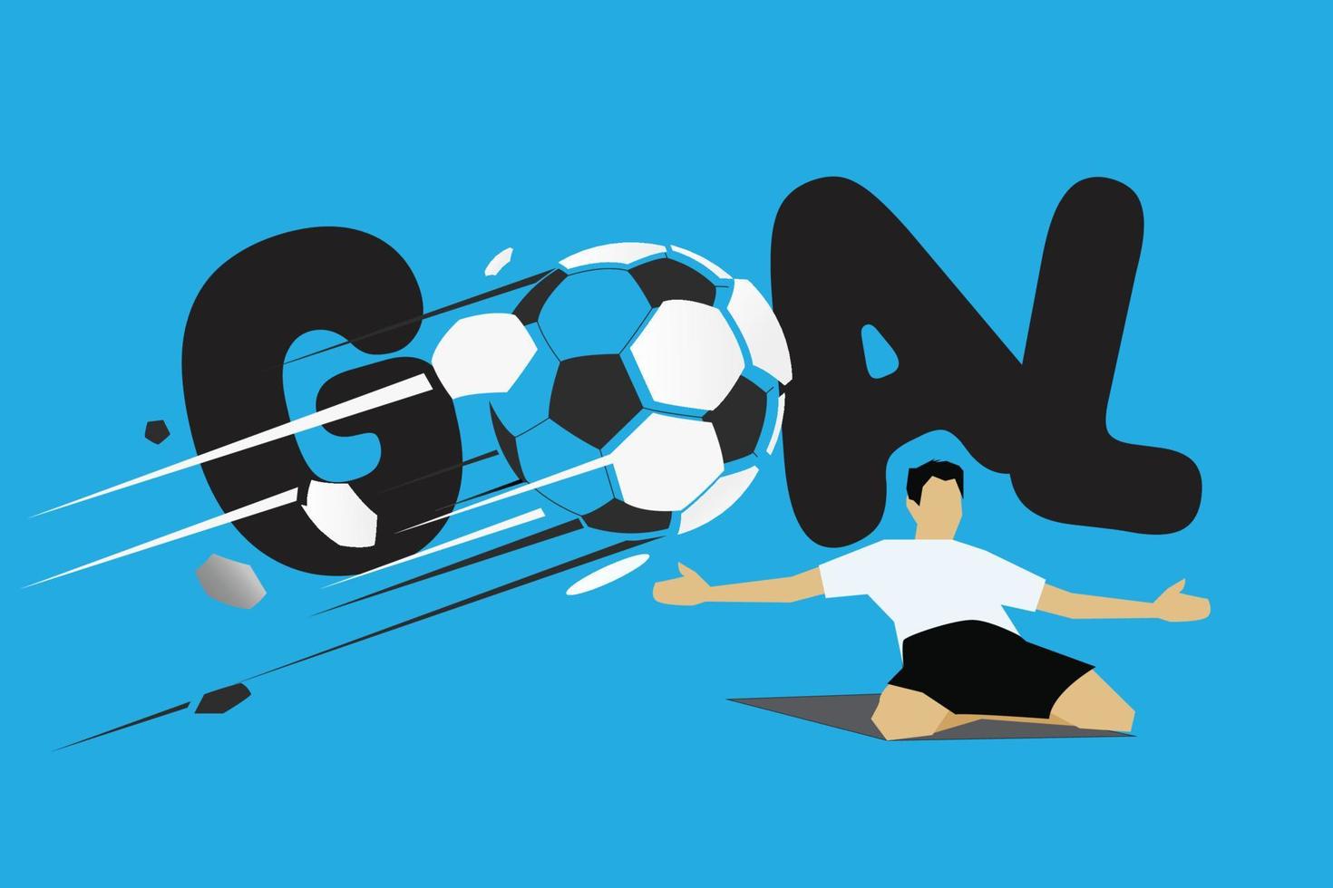 banner de fútbol con jugador deslizante y tipografía de fútbol vector
