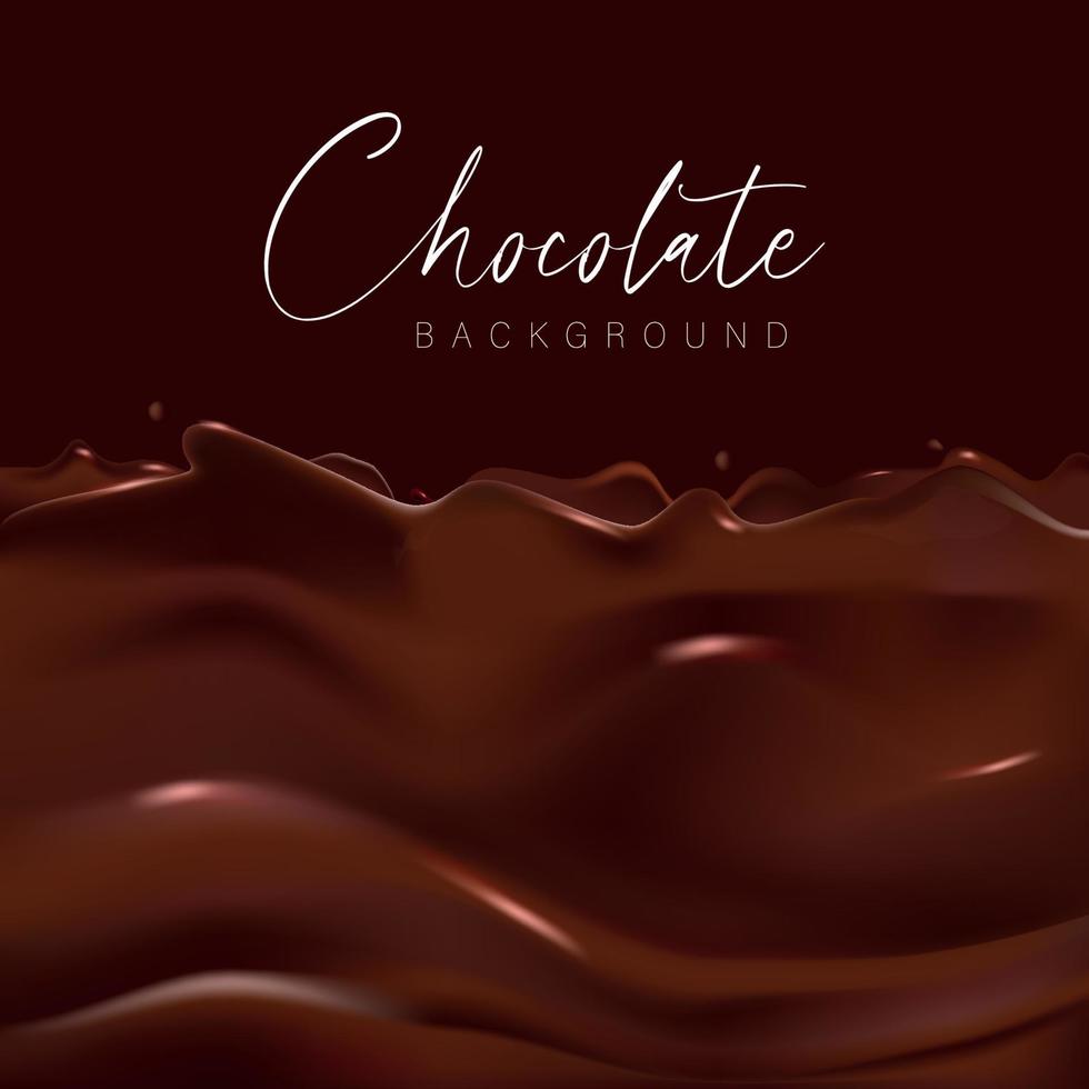 líquido de chocolate salpicado en el medio aislado sobre fondo de color sólido, ilustración vectorial. vector