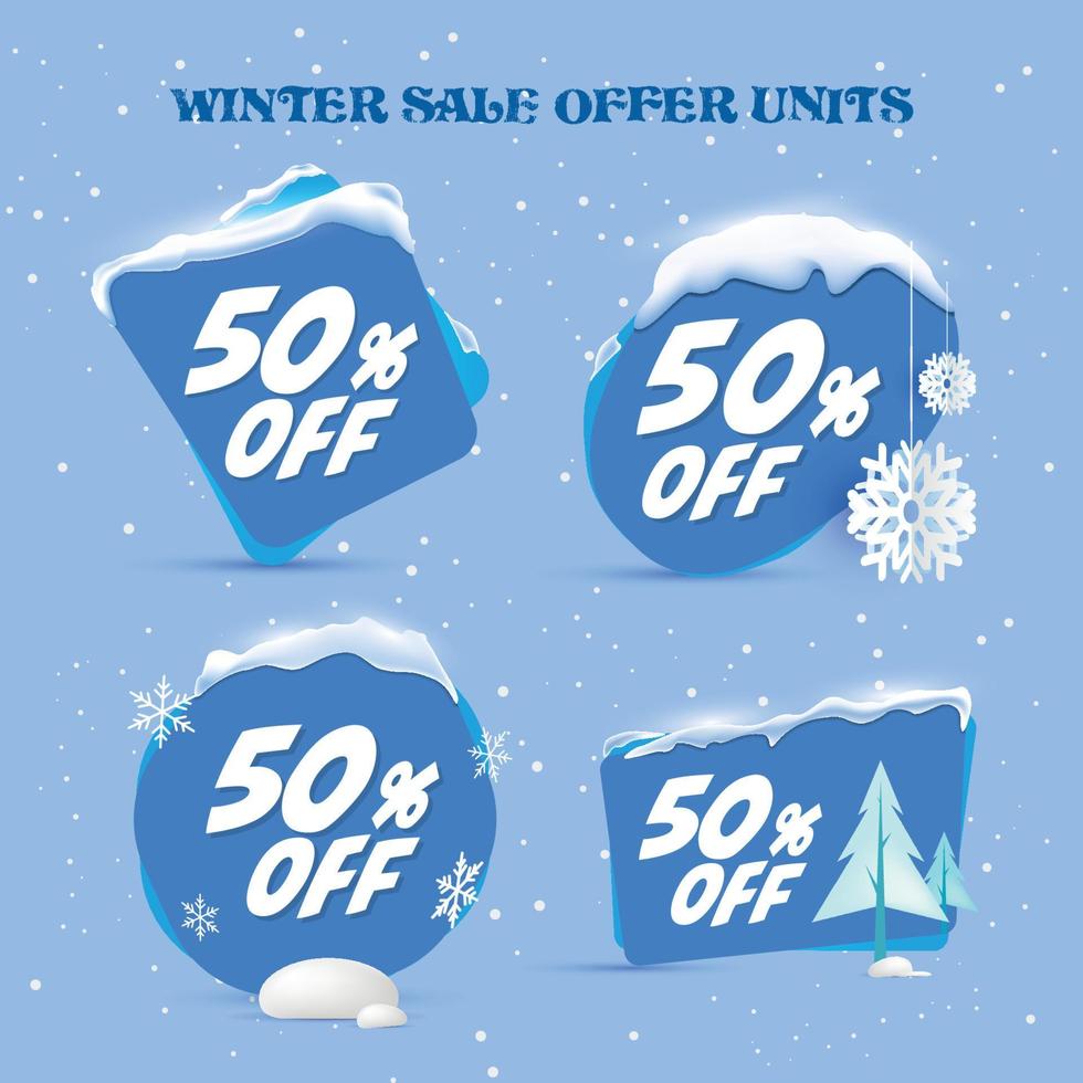 unidades de oferta de venta de invierno - ilustración vectorial vector