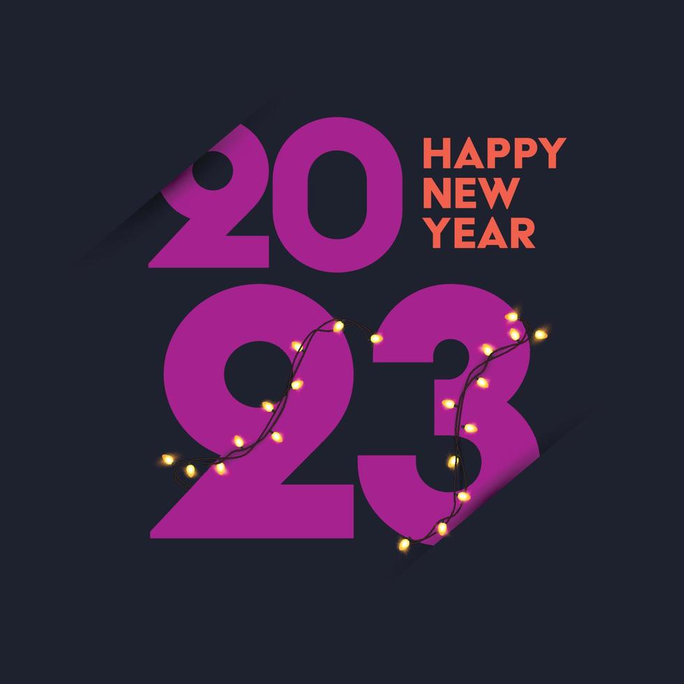 Modern New year 2023 wishes decorated with ferry lights vector