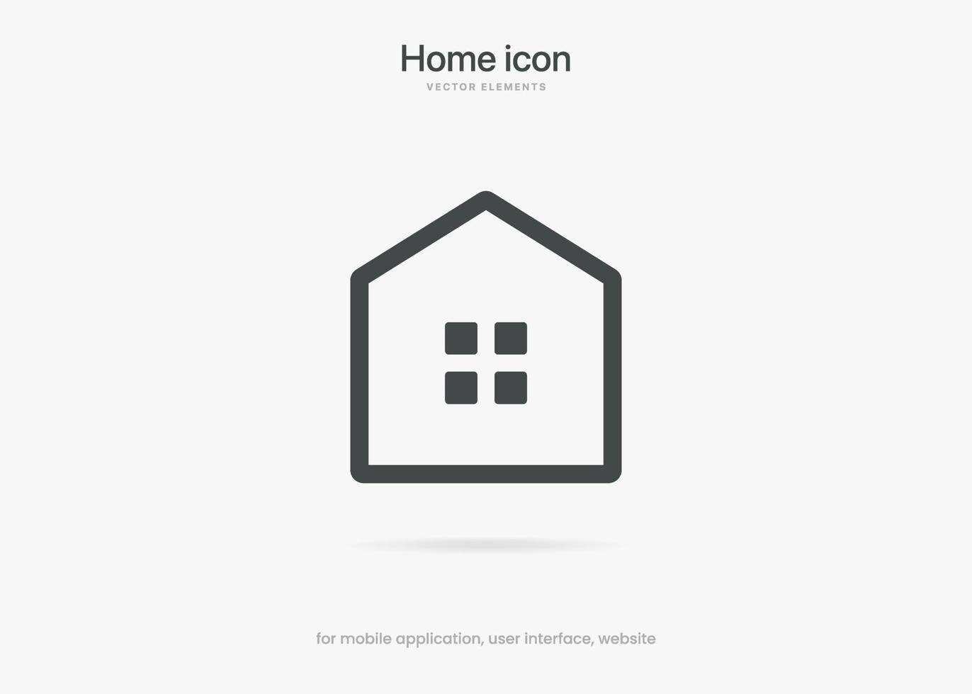 Minimal modern home, homepage, base, main page, house push button icon emblem symbol, sign. 3d blue home icon. Mobile app icons. Device UI UX mockup. Isolated vector elements.