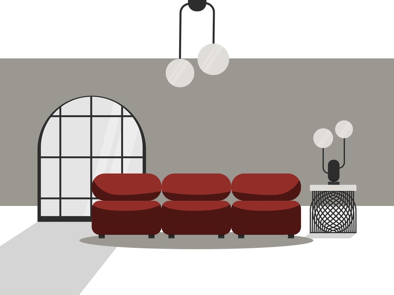 Modern Living Room with Furniture, Interior Design, Premium Vector