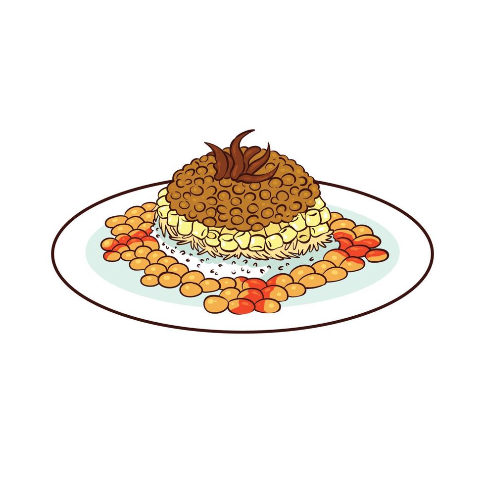 hand drawn koshari food vector