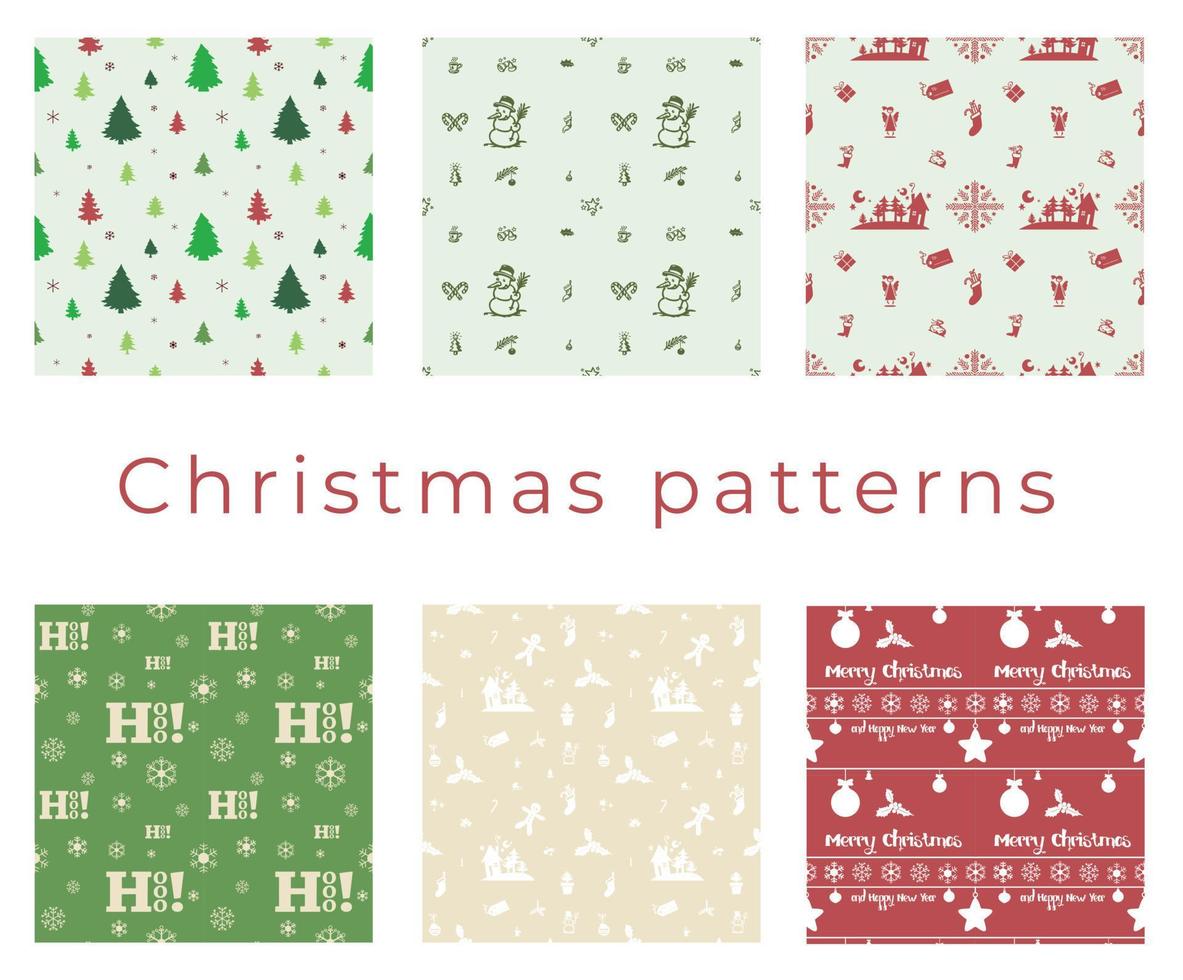 8 Christmas patterns. Background texture. vector