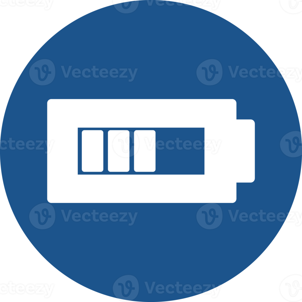 Battery icon design in blue circle. png