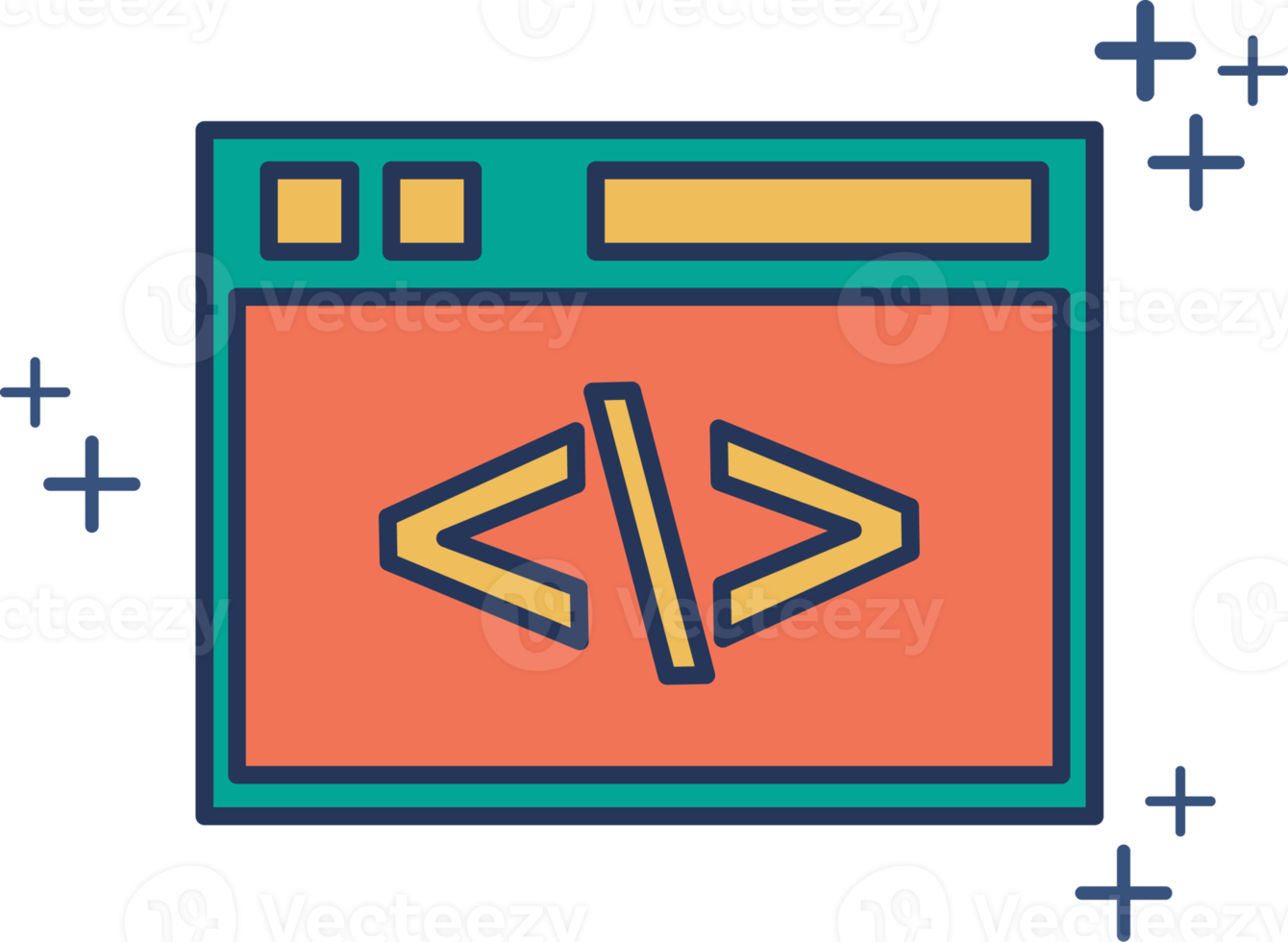 Programming icon illustration glyph style design with color and plus sign. png