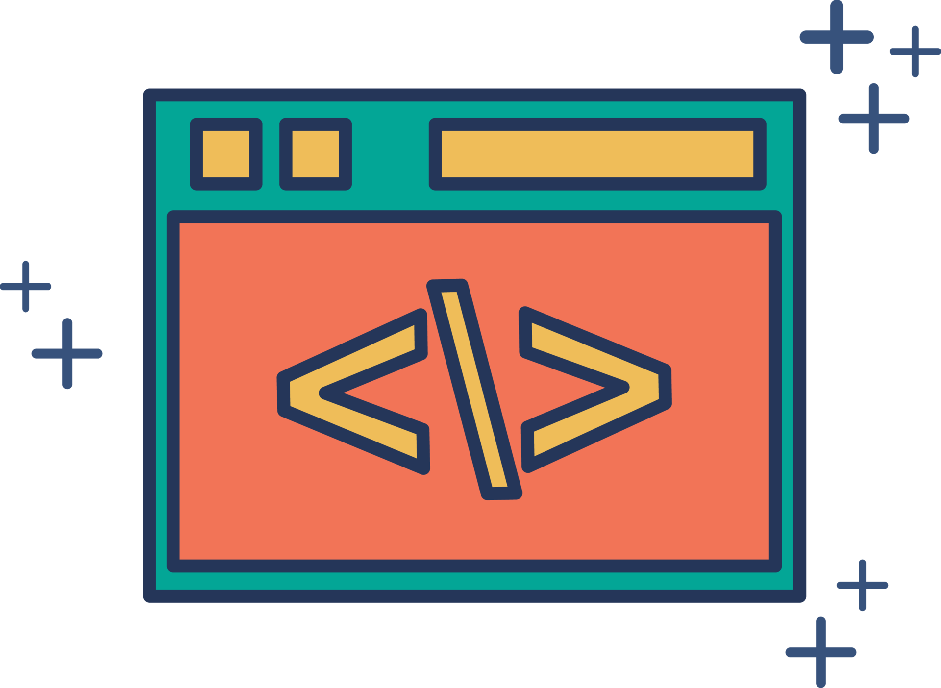 Programming icon illustration glyph style design with color and plus ...
