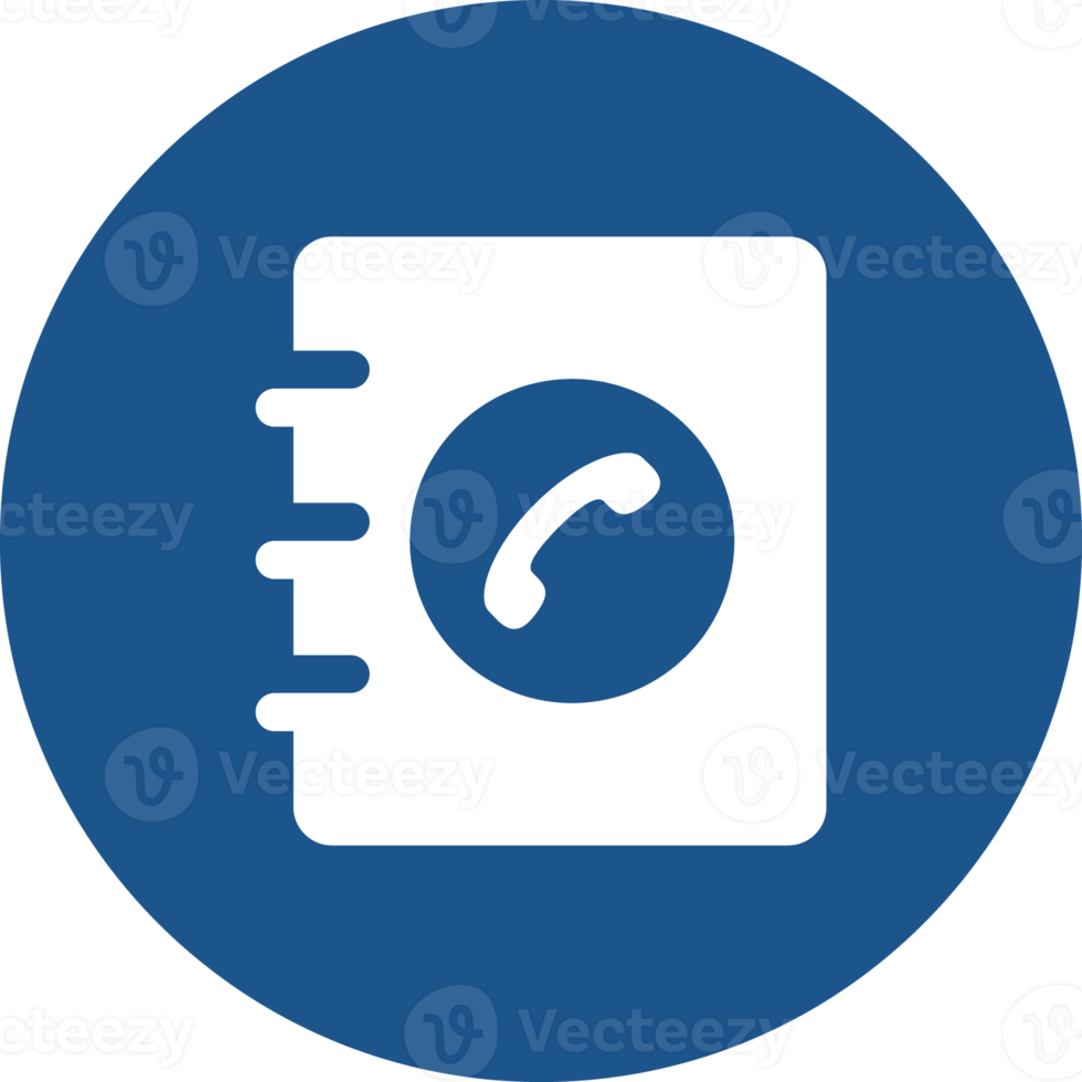 projeto do ícone do diretório telefônico no círculo azul. png