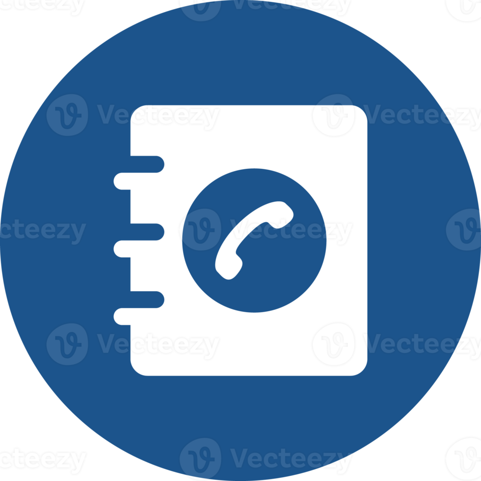 Telefonbuch-Icon-Design im blauen Kreis. png