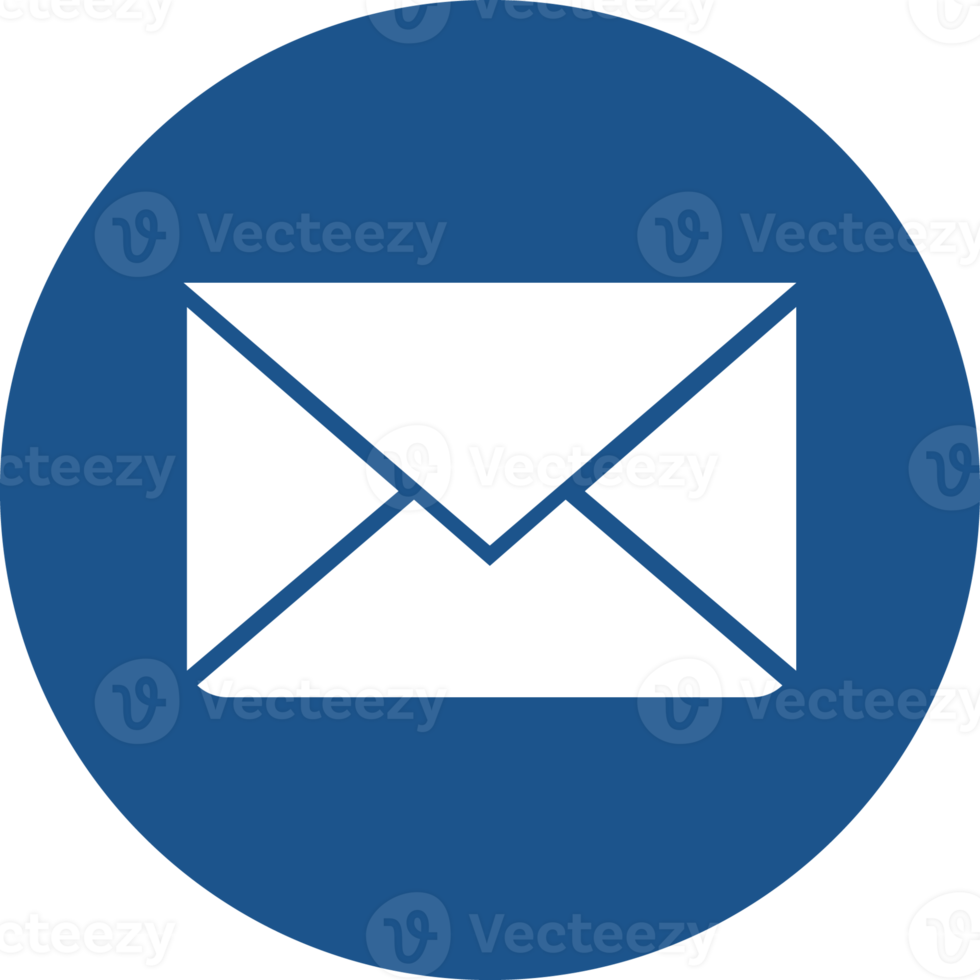 Email message icon design in blue circle. png