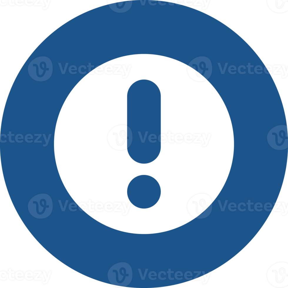 Warn icon design in blue circle. png