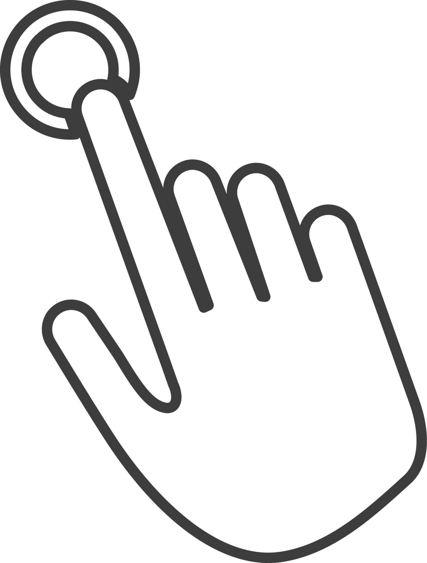 Hand pointing thin line icon, Social icon set. 14441002 PNG