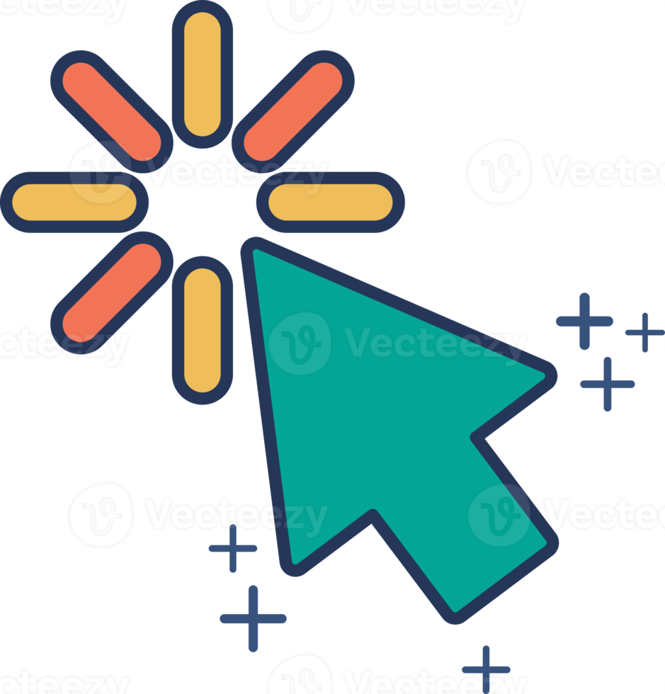 Cursor mouse icon illustration glyph style design with color and plus sign. png