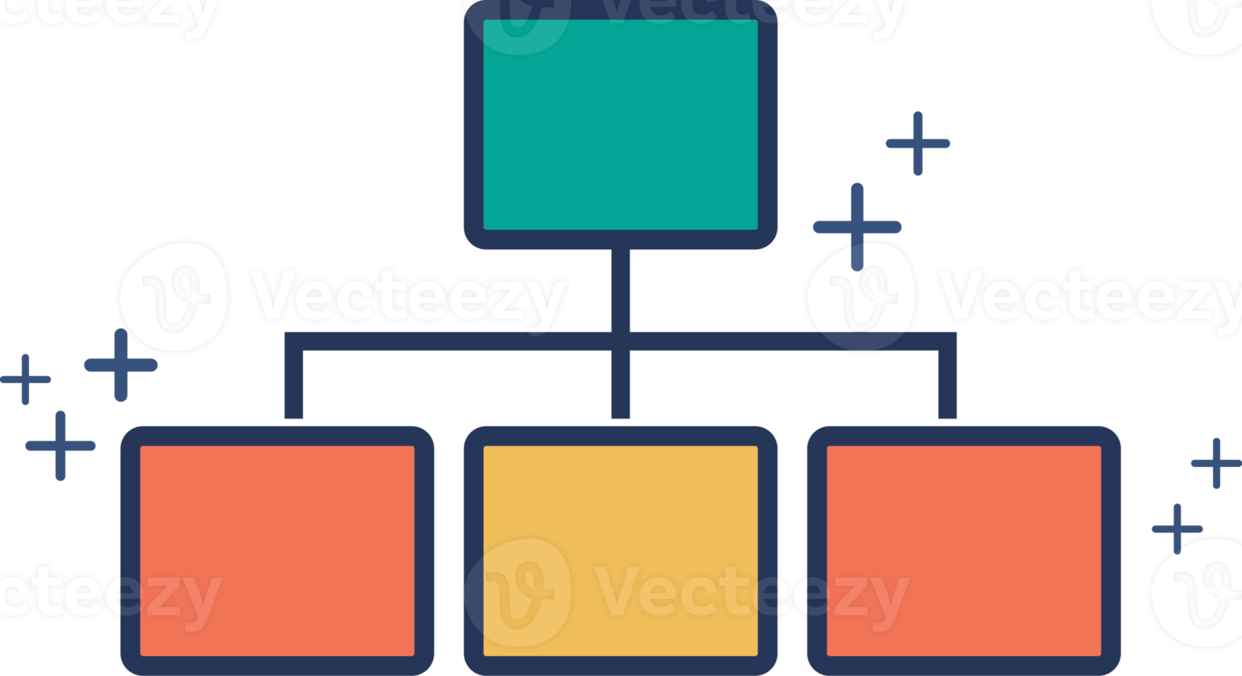 organisation Diagram ikon illustration glyf stil design med Färg och plus tecken. png