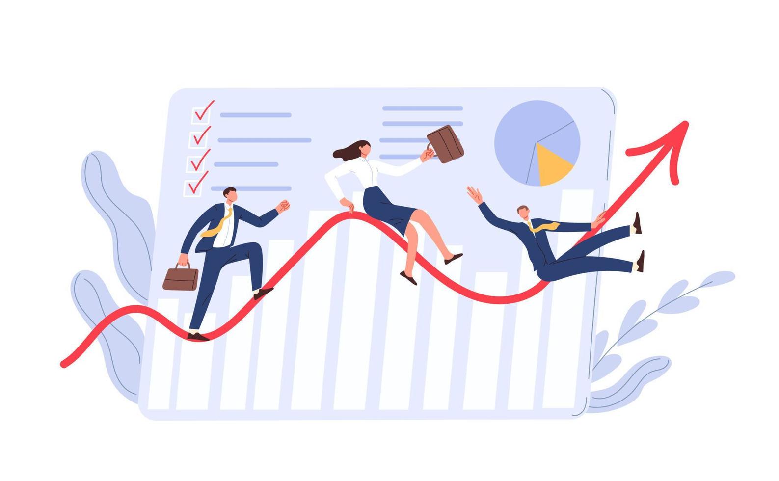 Business people, growth of business results vector