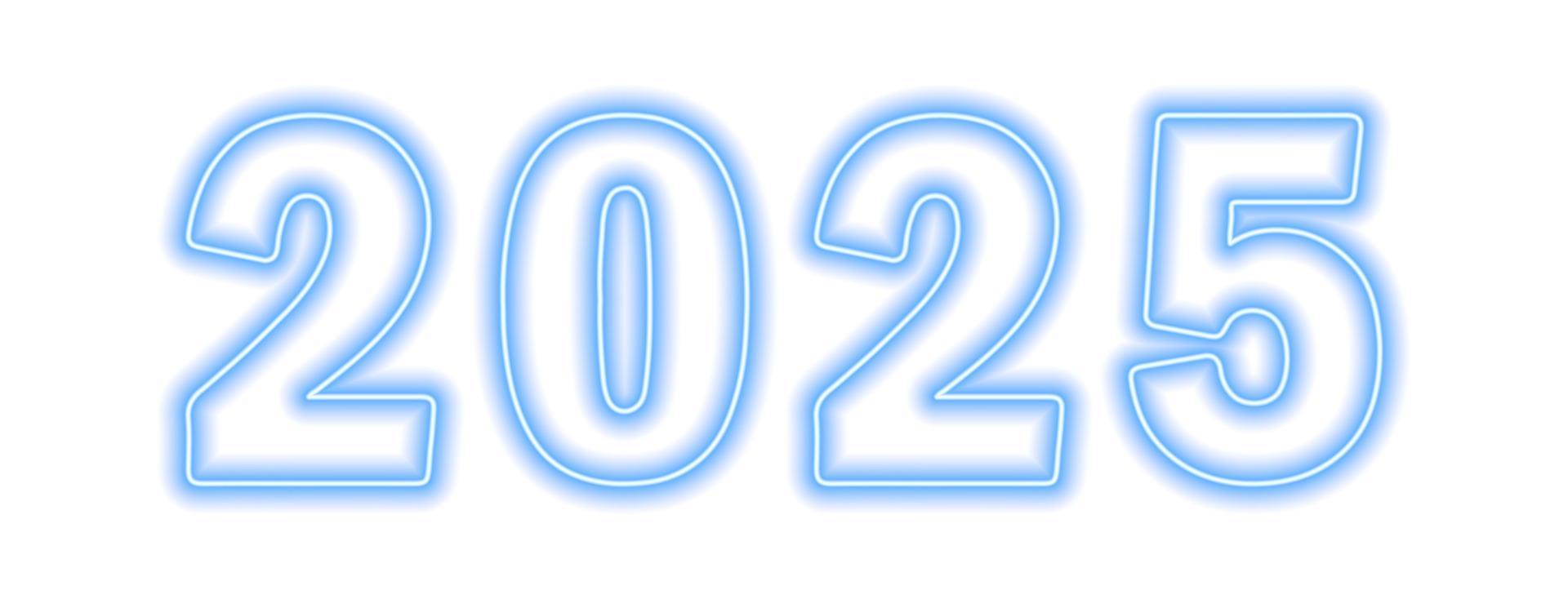 Blue neon colored 2025 year isolated on white 14441069 Vector Art at Vecteezy