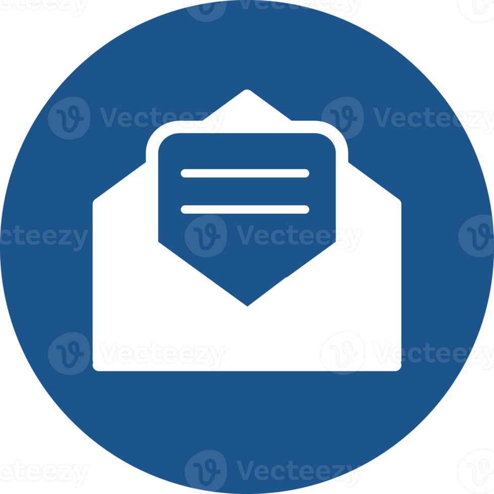 Email icon design in blue circle. png