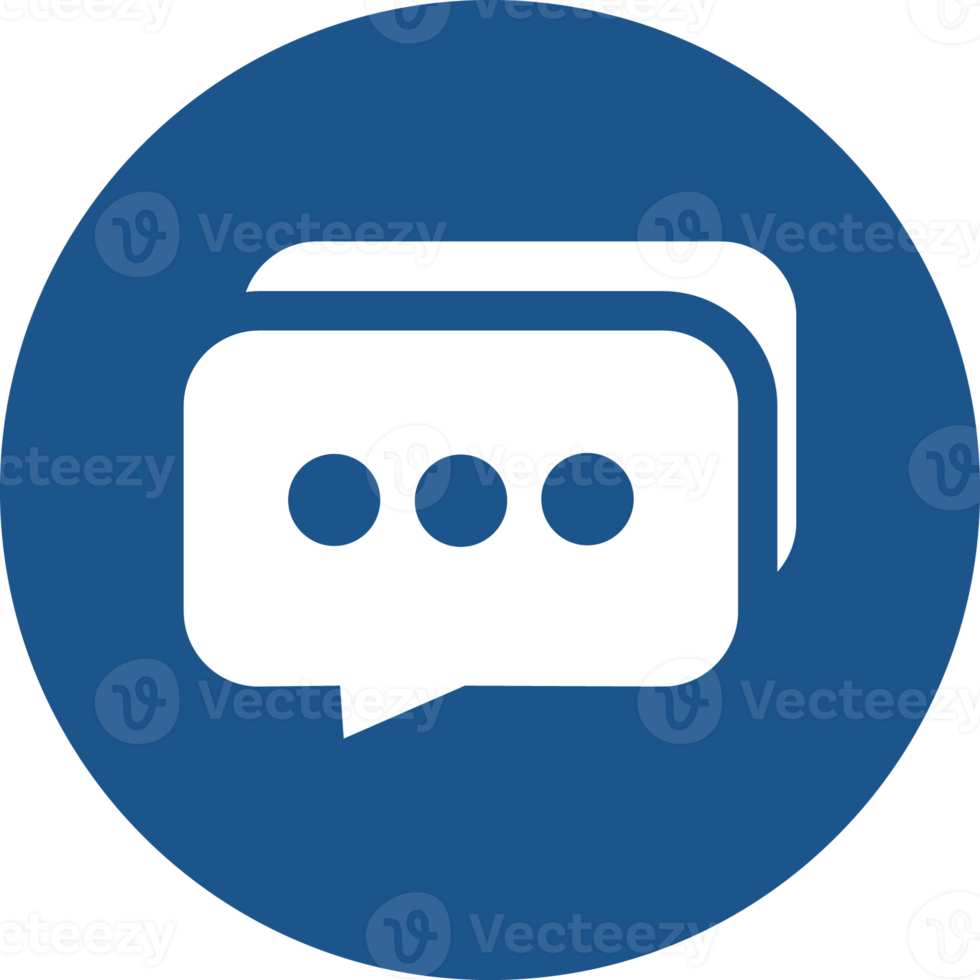 Chat icon design in blue circle. png