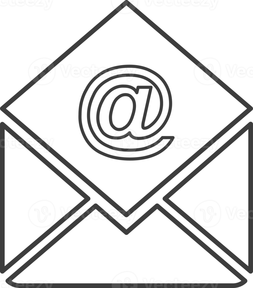 E-Mail-Symbol mit dünner Linie, Symbolsatz für soziale Netzwerke. png
