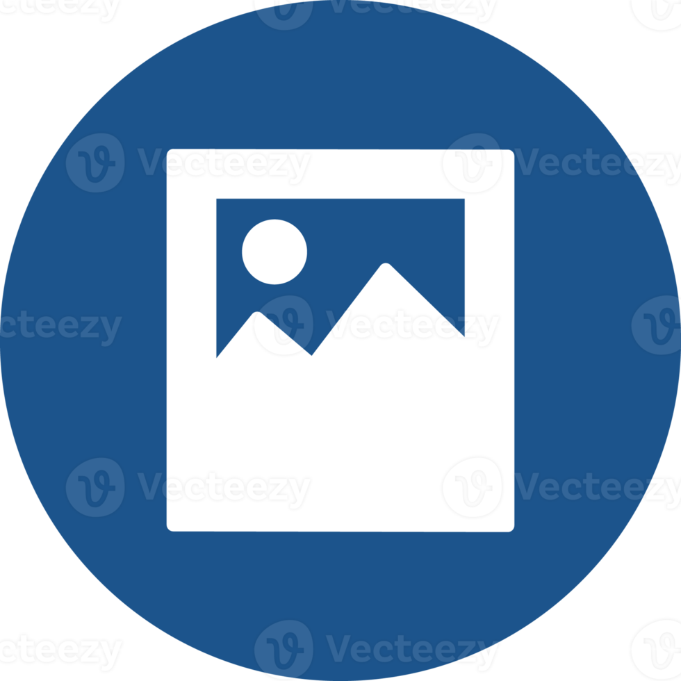 Image icon design in blue circle. png